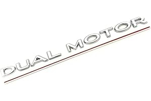 XMSCN Emblema de Letras de Motor Dual Compatible con Te-SLA Modelo 3 X S Y, calcomanía de Letras 3D para Guardabarros Lateral Trasero y Maletero, Accesorios Te-SLA, (Plata Brillante + línea roja)