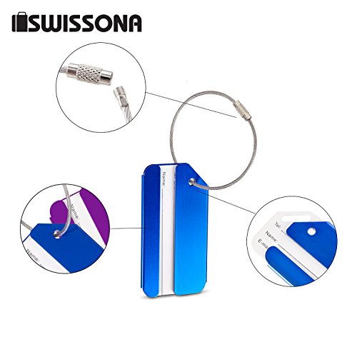 AVIATE 2 Stück Gepäckanhänger für Reisegepäck in blau und lila aus robustem Metall und 2 Jahren Zufriedenheitsgarantie - 2