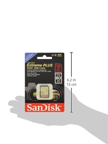 SanDisk Extreme Plus SDHC 16GB Class 10 Speicherkarte (UHS-I, bis zu 80MB/s lesen) - 3