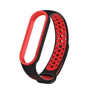 FREXCEZ Adjustable Strap Combo for Xiaomi Mi Band 5/ Mi Band 6 (RED-Black)