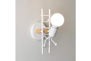 Mengjay Humanoid Creativo Lampada da Parete Interno Applique da Parete Moderna interna Luce da Muro Candelabro Max 60W E27 per Camera da Letto, Soggiorno, Camera Bambini, Corridoio, Scala (Bianca)