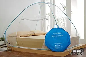 Healthgenie Premium Foldable Mosquito Net for Double Bed (King Size) - Blue with Repair kit