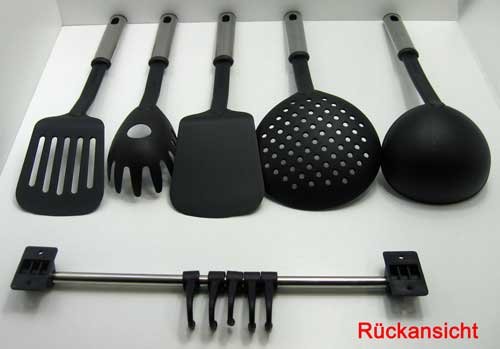 Küchenhelfer SET mit Hängeleiste, 5 Haken, Küchen Helfer Leiste, 5 Küchengeräte (LHS) - 3