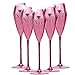 Produktbild 6er Set Champagnergläser PINK! | Luxus Designer-Kelche glänzend schwarz mit Emblem in Pink (Krone & Lorbeerkranz) aus Acryl | Ice Edition