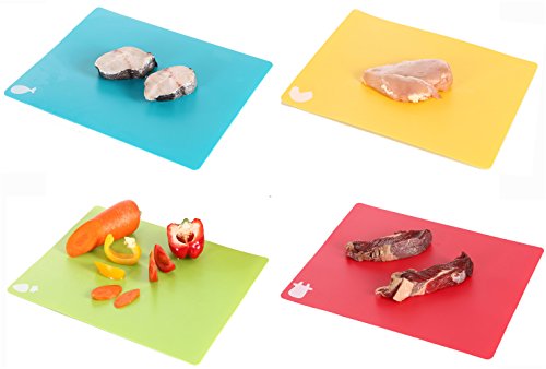 MAOYUAN Antibakteriell Schneidebrett Kunststoff Rutschfest flexible Kunststoff Matten Schneidebretter Set mit 4 38*30cm - 7