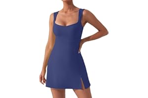 Zesoyne Womens Tennis Dress Built in Bra Square Neck Sleeveless Workout Athletic Mini Short Dress Golf Summer Outfits