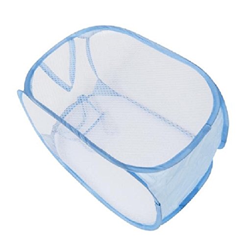Switchali Wäschekorb, Faltbare Pop Up Waschen Wäschekorb Tasche Hamper Mesh Aufbewahrungs (Blau) - 2