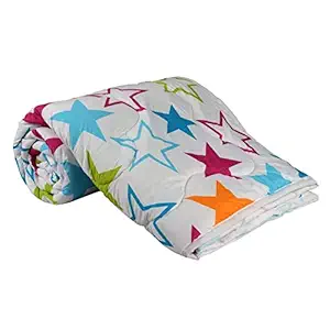 Roman Home Microfibre & Cotton Fancy Flower Reversible Single Bed AC Dohar/AC Blanket 85*65 in. (Star)