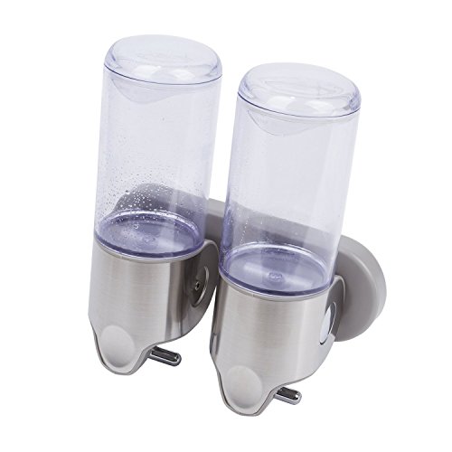 lowmany Wand montiert Badezimmer Küche Seifenspender chrom, Dusche Shampoo Lotion Spender Single/Double/Triple 500 ml/500mlx2/500mlx3 Double - 2