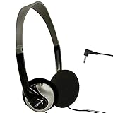 Weichgepolsterte Ohrpads für bequemes Tragen. 6 Meter Kabel und Lautstärkeregler.