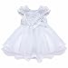 EESHOW Baby Girls Flower Rose Christening Dress Wedding Pageant Party Communion Princess Dresses White 0-3 Months