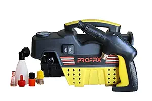 PROFFIX 1500 Watts High Pressure Washer with Spray Gun, 27 feet Steel Braided Hose, Foam Bottle and connectors for car and Home