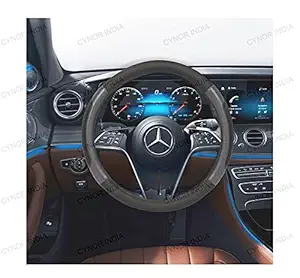 CARIZO Car Steering Wheel Cover | Microfiber Leather | Breathable, Anti Slip | Odourless | Patch Series | Black & Grey for Maruti Suzuki Zen Estilo (Type-I) (2006-2013)