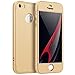 Coque iPhone 5/5S/SE Étui 360°Housse de protection PC Hard Shell Anti-choc Protection du corps entire 360 degrés Full-Cover Case Scratch Pare-chocs Casque de protection matte 3 en 1(Golden)