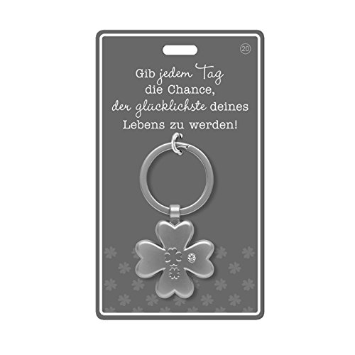 Gruss & Co 44283 Schlüsselanhänger Kleeblatt Schlüsselanhänger, Kirsite, Glitzerstein, Mehrfarbig, 3,5 x 3,5 x 14,5 cm - 3