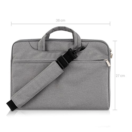 kwmobile Umhängetasche für 12,5″ 13″ 13,3″ Laptop / Ultrabook – Laptoptasche aus Stoff mit Reißverschluss und Tragegurt in Grau – z.B. geeignet für Apple, Samsung - 6