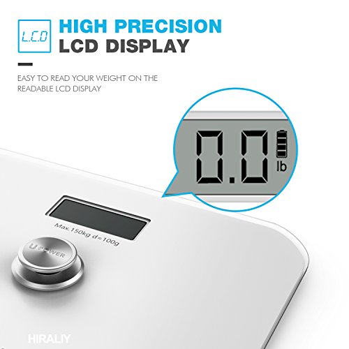 HIRALIY umweltfreundliche digitale Körperwaage, digitale Personenwaage großer Präzision Badezimmer-waage mit LED-Display, weiß (WS001) - 5