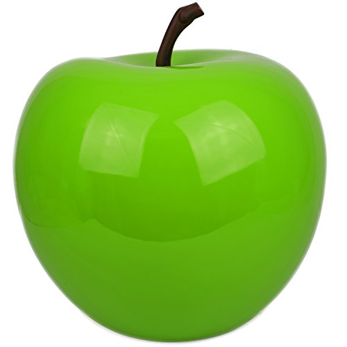 Hochwertiger XL Apfel Dekoapfel Garten Fiberglas Deko Hochglanz grün Wetterfest Schaufenster Gartendeko Dekoration Größe XL ( Höhe:37,5 cm Durchmesser: 36,3 cm )