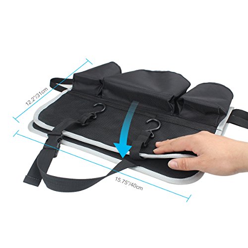 Elzo [Berührungsempfindlicher Bildschirm Tablette Halter] E353 Auto-Rücksitz-Organisator, Tragbare Aufbewahrungstasche, Sitz Rückenschutz für Auto / SUV / Kofferraum, Conceal Zipper für Kopfhörer & USB-Kabel – Reise, Wochenendreise - 5