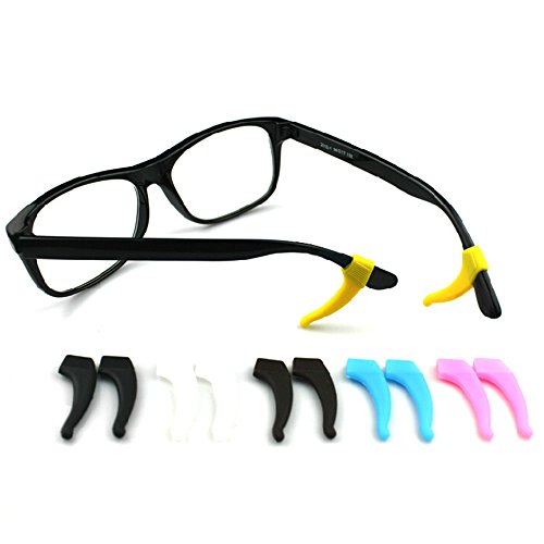 Mothca Anti Rutsch Brille Retainer für Sportbrille Brillen Sonnenbrille Zubehör Bequeme Gummi Glasses Spectacles Eyewear Rahmen Ear Ohr Grip Haken Hook Lock Anti slip Spitze Halter Tip Holder(Schwarz,M) - 4