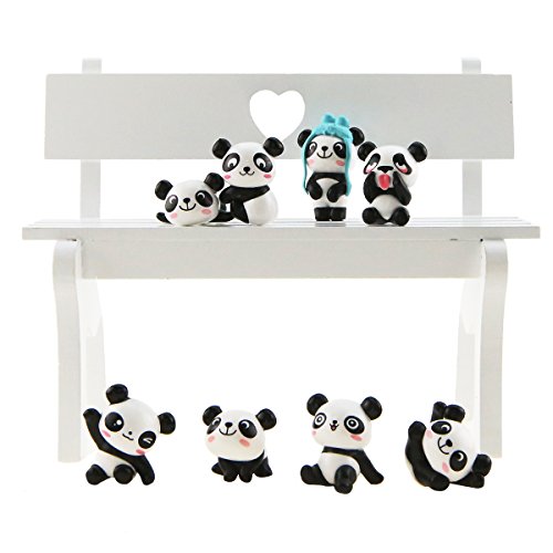 Dawa 1 Lot de 8 pcs Panda Mignon Jouets Figurines Playset, DIY Jardinage poupée, décoration de gâteaux