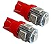 Produktbild Aerzetix - 2 X LED - Birne T10 W5W 12V 5LED SMD Rot Innenbeleuchtung Kontrollleuchten Deckenschwellen Füßen Tresortür Kartenleser Motorraum