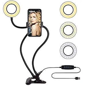 XORDUX Professional Selfie Ring Light and Cell Phone Mobile & Webcam Holder Stand for Live Stream, Makeup TIK Tok, Vigo, YouTube and Video Recording.