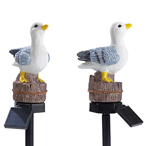 LED-Solar-Leuchten Möwe 2er-Set – Handbemalt für eine maritime Möwen-Optik ( Tageslichtsensor für automatisches Ein- und Ausschalten, Bis zu 8 Stunden Leuchtdauer, Warm-weißes Licht ) - 4