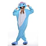 Free Fisher Damen/ Herren Schlafanzug Pyjama, Tier Kostüm, Elefant Blau, Gr. S (Körpergröße 146-159 CM) -