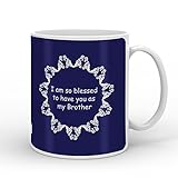 Indigifts Rakhi Gifts Bhaiya Is A Blessing Quote Printed Dark Blue Coffee Mug 325ml (Multicolour)