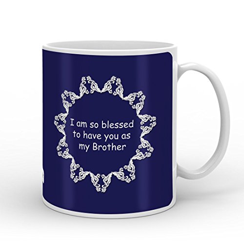 Indigifts Rakhi Gifts Bhaiya Is A Blessing Quote Printed Dark Blue Coffee Mug 325ml (Multicolour)