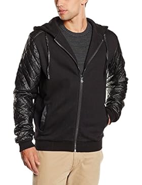 Urban Classics Herren Kapuzenpullover Diamond Leather Imitation Sleeve Zip Hoody