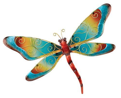 Wand-Deko - Wall Décor Glas Dragonfly 53 Blue - wetterfest, mehrfach gebranntes Glas - Abmessung: 53x36cm - inkl. Aufhänger