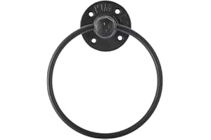 CAXUSD Wrought Iron Towel Hanging Ring Industrial Towel Ring Classic Towel Ring Farmhouse Towel Holder Black Hand Towel Holder Round Stand Kitchen Towel Holder Hardware Supplies Heavy