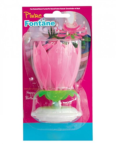 Pinke Blüten Fontäne mit Musik für Geburtstags-Torten - 2