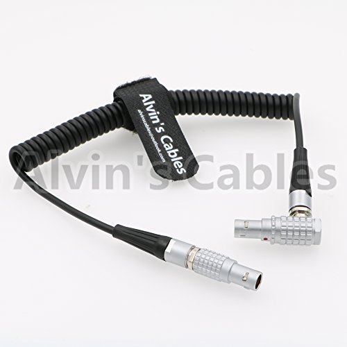 Alvin's Cables 5 Pin Male TIMECODE Coiled Cable for ARRI Alexa Mini Camera Sound Devices ZAXCOM Ambient NanoLockit Right Angle to Straight