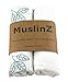 MuslinZ Large Bamboo/Organic Cotton Muslin Square Wrap for Swaddle (120 cm, White/Aqua Blue Leaf Print, Pack of 2)