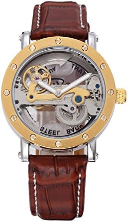 New Fashion Skeleton Men Male Bridge Watches Leather Classic Military Stylish Mechanical Automatic Self Wind Wrist Wach