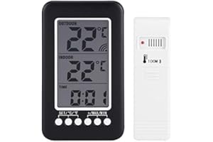 DUOKON LCD Digital Indoor Outdoor Thermometer Clock Temperature Meter Wireless Transmitter Hygrometers Weather Stations