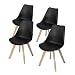 Produktbild DORAFAIR 4 x Set Esszimmerstühle Skandinavisch Küchenstuhl Stühle Modern mit Massivholz Buche Bein und Kunstlederkissen, Schwarz