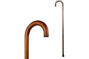 Paluplus Bastone da Passeggio in Legno, Lunghezza 90 cm, Colore Marrone, Impugnatura Ergonomica e Gommini Antiscivolo, Supporto Elegante e Resistente per anziani -5052F