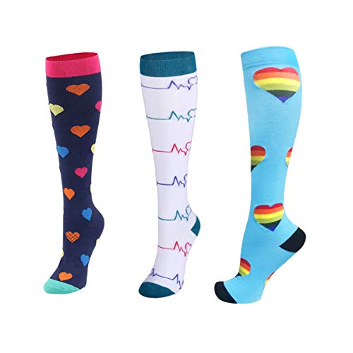 DRESHOW Calcetines de compresión para hombres y mujeres - 2/3 pares - Lo mejor para correr, médico, deportivo, viajes en avión, embarazo - 20-25 mmHg