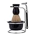 Anself 4 In 1 Men's Manual Razor Set Stainess Steel Stand Holder 5 Blades Wet Shaving Beard Razor Shaving Brush Bowl