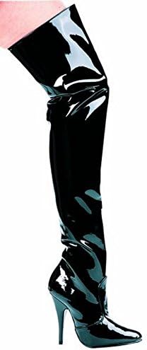 Black Patent Leather Thigh High Boots