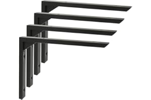 Mooche 20cm L- Regalhalterung , 4 Stück Regalwinkel, 304 Edelstahl Metallwinkel, Wandhalterung Regalträger mit Geboht für Wandmontage, Stabil und Langlebig, Schwarz