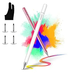 joyroom Stylus Pen for Touch Screen (2 Pcs), Universal iPad Pencil for Kid Student Drawing, Writing, with Artist Glove(Palm Rejection), for iPad Pro/Mini/Air/Android/Microsoft