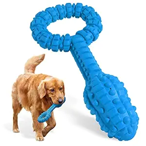 Durable Dog Toys for Large Dogs, Casencase Squeaky Dog Chew Toys Bone for Medium Dogs, Natural Rubber Tug of War Dog Toy (Blue)