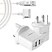 Price comparison product image InfoTechnica Dual USB charger for iPad, iPad 2, iPad 3, Phone 4 4S iPhone 3G 3GS, iPod classic, iPod nano, Pod Touch with 30-Pin 2 meters (6.6ft) nylon braided Sync & Charge USB cable (White)
