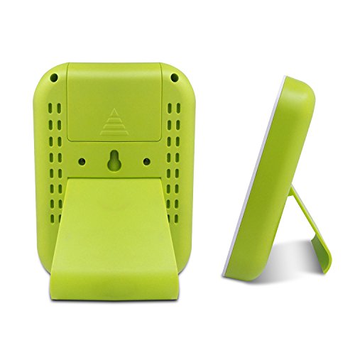 Digital Wecker wiederaufladbar, SSA Kleine Schreibtischuhr mit Temperatur, Feuchtigkeit, Woche 12 / 24h Display, Snooze, Reiseuhren für Teens, Kinder (Stand) - 4