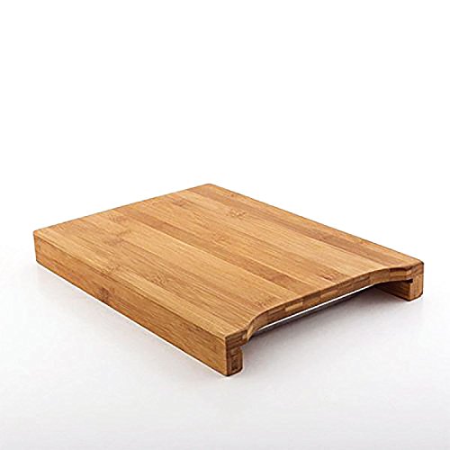 Top Home Solutions® Bambus Schneidebrett aus Holz zum Schneiden mit Schiebetür Edelstahl Tablett - 2